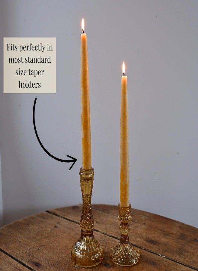 Candlestock Beeswax Taper Candles - Standard 7/8" Diameter, Pure 100% Natural USA Beeswax, Cotton Wick, Dripless, Long-Burning, Handmade in Woodstock, NY- 6 Inches - 2 Pairs (4 Candles) - Natural - Image 2